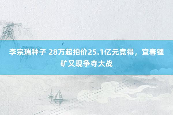 李宗瑞种子 28万起拍价25.1亿元竞得，宜春锂矿又现争夺大战