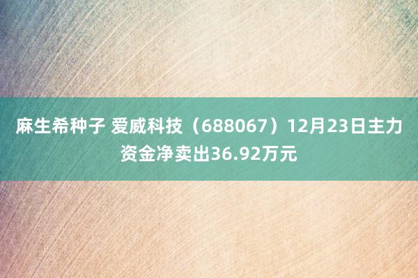 麻生希种子 爱威科技（688067）12月23日主力资金净卖出36.92万元