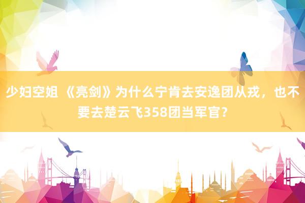少妇空姐 《亮剑》为什么宁肯去安逸团从戎，也不要去楚云飞358团当军官？