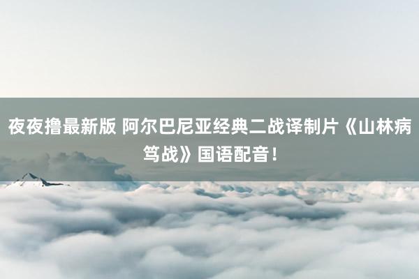 夜夜撸最新版 阿尔巴尼亚经典二战译制片《山林病笃战》国语配音！